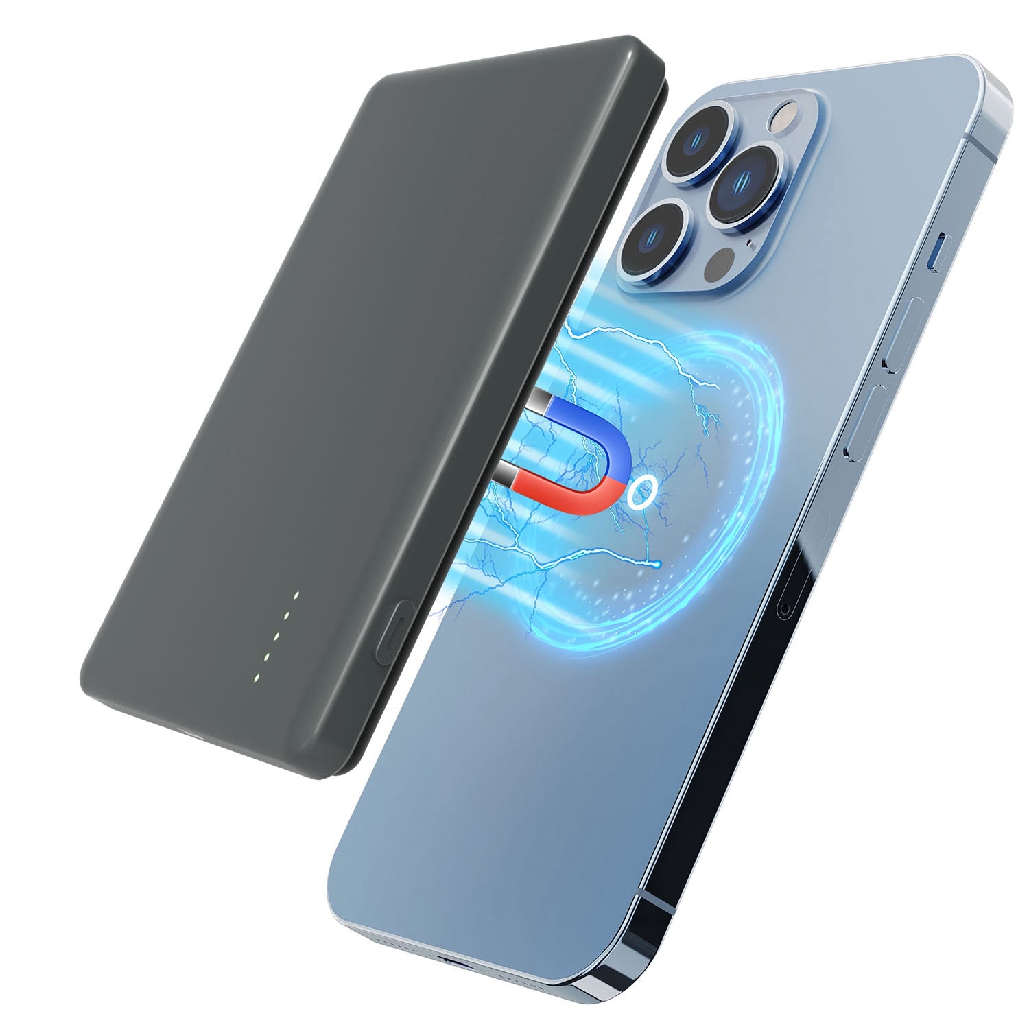 Slim Magnetic Power Bank 10000mAh, Snap-On Wireless Portable Charger, Fast Charging Battery Pack for iPhone