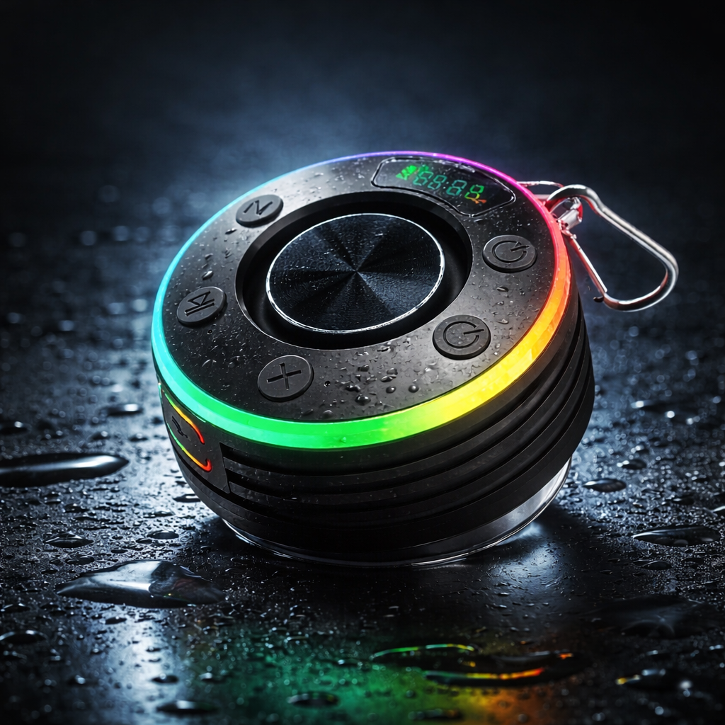 Waterproof Bluetooth Speaker with RGB Lights, FM Radio & Built-In Mic